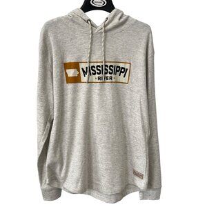 Good Land Supply Co Mississippi River Pullover Hoodie Mens M Oatmeal Waffle Knit